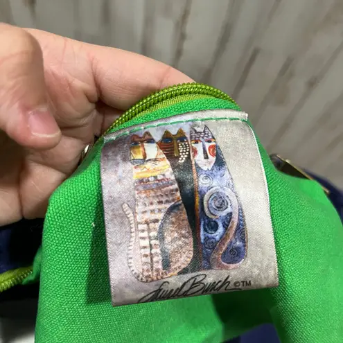 Laurel Burch Purse Shoulder Bag Colorful Vibrant Blue Dogs Sequins Canvas Tote