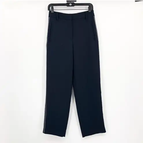 Wilfred Aritzia | Jallade Pant Crepe Ankle Crop Navy Blue Stripe 6