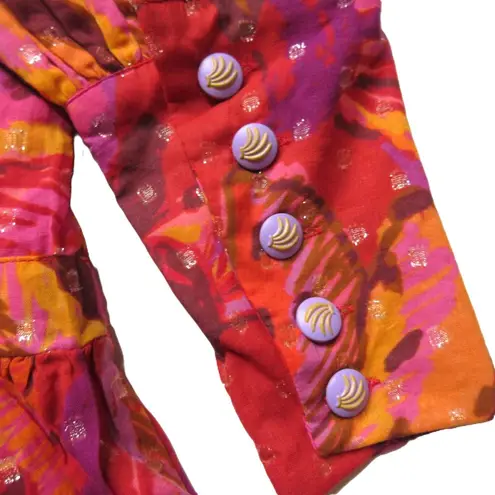 Farm Rio NWT Banana Juice Mini in Red Orange Puff Sleeve Cotton Dress S $195