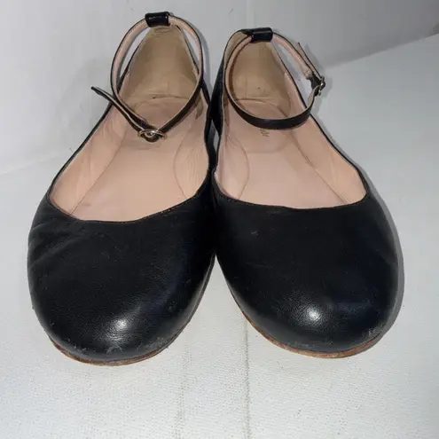 Kate Spade Black Ankle Strap Minimalist Old Money Ballet Flats Shoes Size 9.5