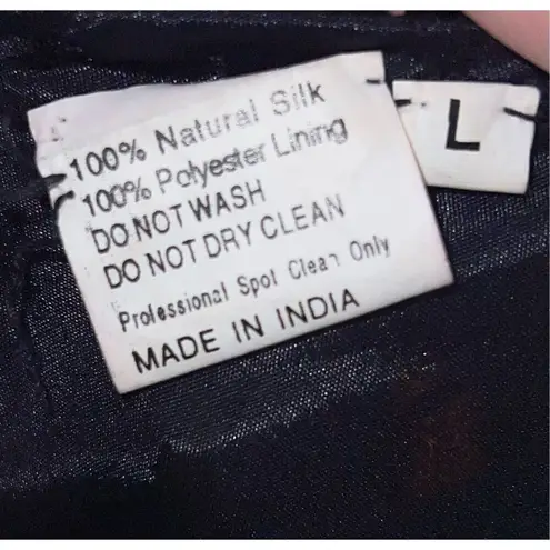 100% Silk Vintage Women’s Black Beaded Open Back MIDI Dress LARGE