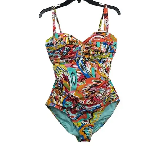 Bleu Rod Beattie Break The Mold Shirred Underwire One-Piece 14 $124 NEW