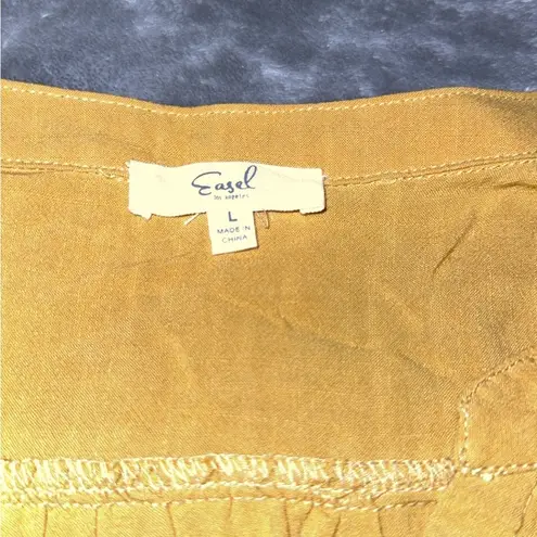 easel  Yellow Ruffled Tank Top Blouse