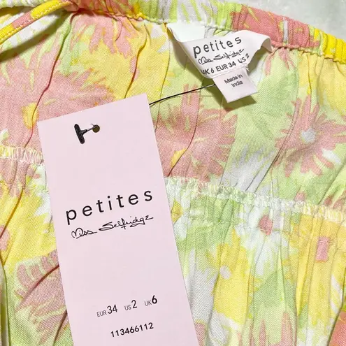 Miss Selfridge New Floral Print Tie Strap Side Slit Midi Dress Petite Size 2