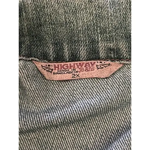 Highway Jeans Jacket Womens 2X Distressed Cropped Raw Hem Trucker VD703E1MCK - Image 7