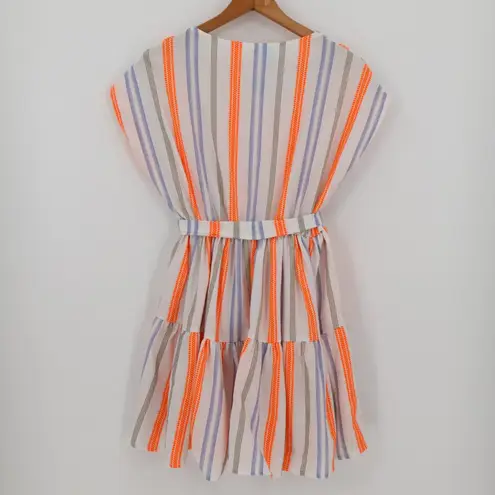 NWT Striped Tiered Mini Dress Vacation Cruise Resort Mediterranean Size XS White