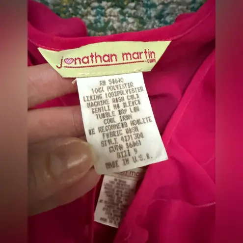 Vintage Jonathan Martin two piece pink dress with ruffle sheer cardigan, size 9