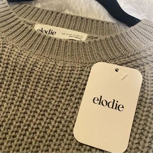 Elodie Crew Neck Knit Pullover Crop Sweater in Gray XS NWT