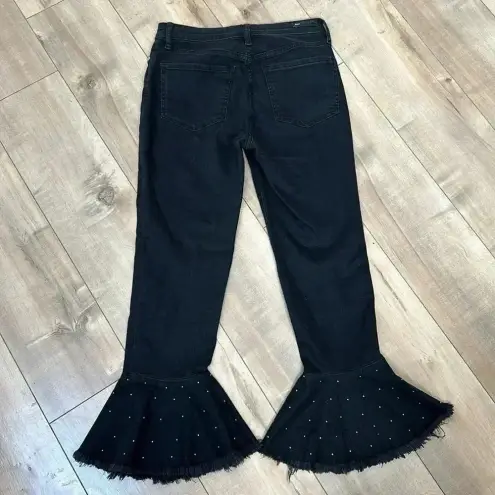 Anthropologie  Pilcro Black Studded Flare Cropped Jeans Sz 25