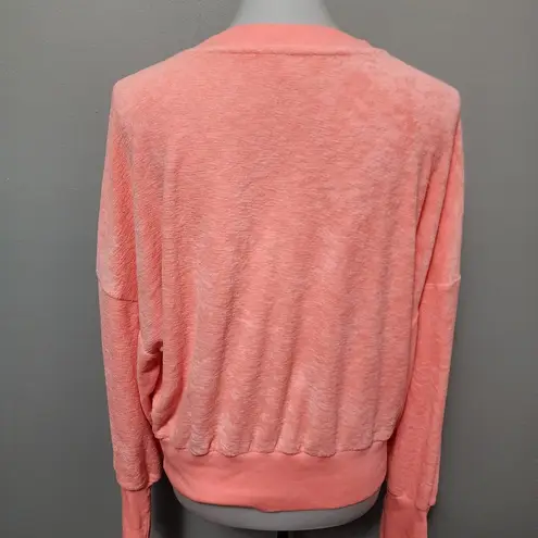 Old Navy  neon coral terrycloth lounge cropped sweatshirt size large