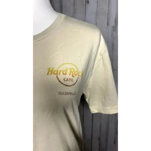 Pacsun X Hard Rock Unisex Small Beige Nashville Graphic Short Sleeve T