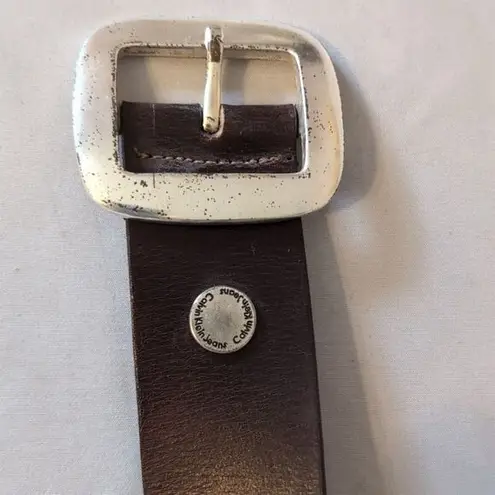 Calvin Klein  Vintage Brown Leather Western Belt Silver Buckle