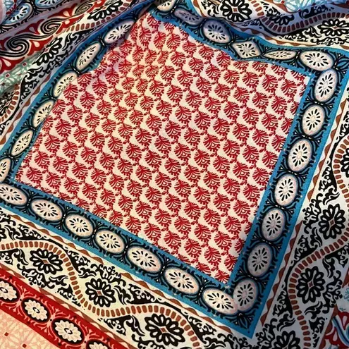 Grand & Greene off the shoulder ruffled sleeves w/ pom pom trim cute & colorful Red Size L