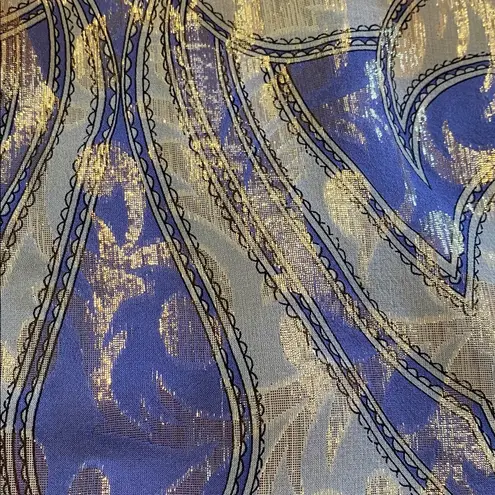 Nicole Miller Collection Silk Lurex Strapless Metallic Lavender Gold Dress 4 Purple