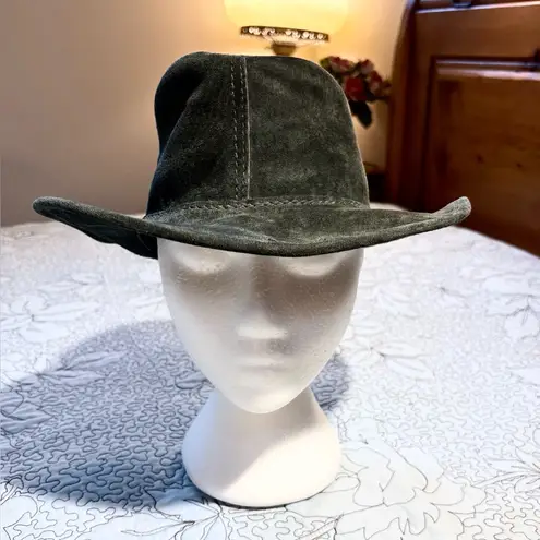 WALKABOUT Overlander Aussie Suede Leather Traditional Style Hat Australia Sz S💛 Green