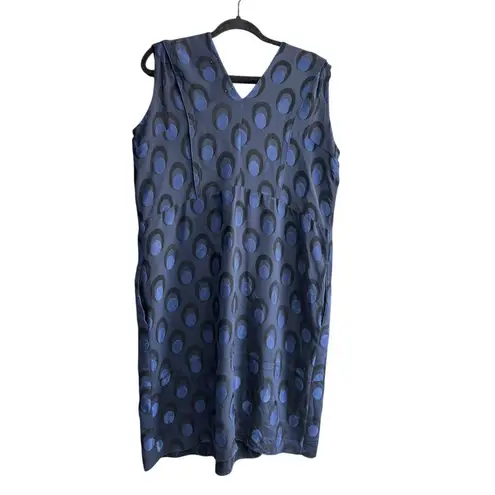 Marni Navy Blue Polka Dot Sleeveless Ruffle Dress Designer Dress Size 42
