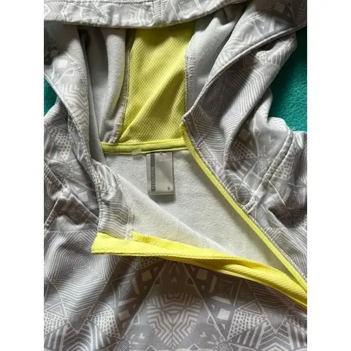 Mondetta Full Zip Up Long Sleeve Gray/ Yellow Hooded Jacket Women's Size Small