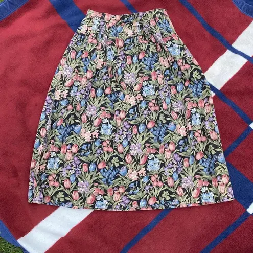 Vintage 70s 80s has gorgeous multicolored floral high waisted midi skirt 28” Pink Size undefined