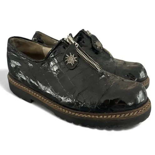 Vintage GEIER WALLY Black Leather Crocodile Pattern Women's Shoes Size 9.5