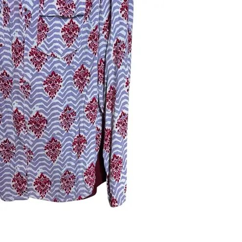 Porridge Anthropologie Top Small Multicolor Mixed Media Boho Medallion Button Up