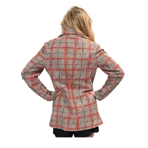 American Vintage Vintage Mod Large Wing Tip Retro Blazer Ladies SMALL Brown and Orange Plaid