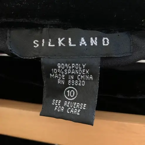 Silkland Stretch Velvet Slacks Dressy Pants Size 10 Black Elegant Zip Side Party