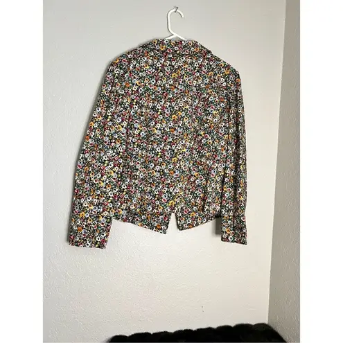 Christopher & Banks  Blazer Jacket Womens Size L Multicolor Floral Cotton Blend