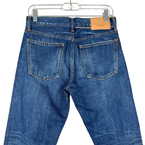 NWT MOUSSY Medium Wash Straight Leg Denim Jeans Whiskering Button Fly Size 26