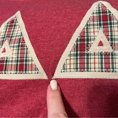 Delta Delta Delta Sorority Womens Large Red Plaid Short Sleeve Shirt Greek *FLAW