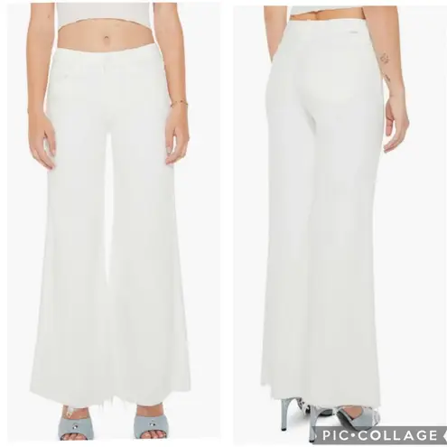 Mother Lil’ Roller Fray Wide Leg Jeans Fairest Of Them All White 32 Petite Size undefined