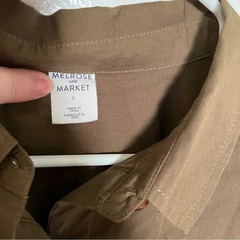 Melrose and Market Collared Poplin Shirt Olive Moss