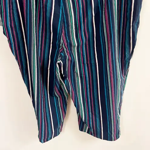 Terra & Sky Navy Blue Multicolor Striped Capri NEW Size 3X