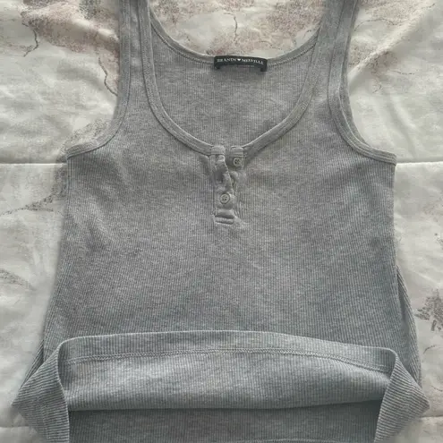 Brandy Melville  grey ribbed cropped button front placket tank top, one size