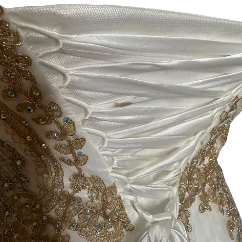 Say Yes Juniors' Strapless Embellished Ballgown Ivory Sz 1/2 White