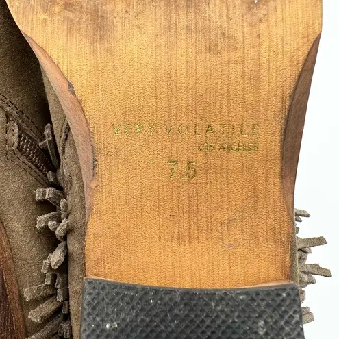 Very Volatile Taupe Suede Western Fringe Bootie Size 7.5