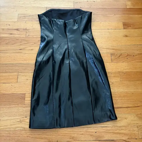 Staud Faux Leather Strapless Mini Dress Size 2 Black