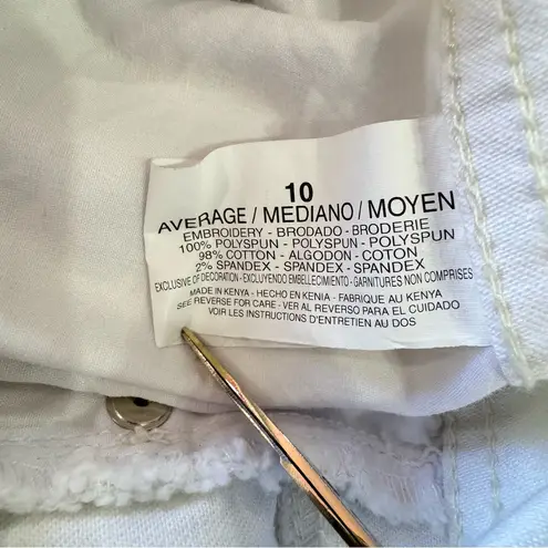 White Flared Bootcut Embroidered Belle Jeans with Rhinestones by Jeanstar 10M Size 10