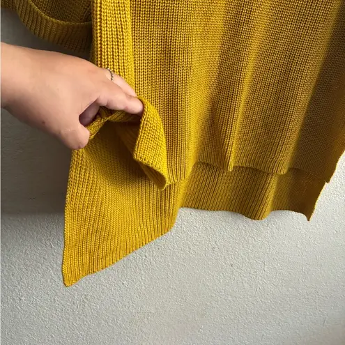 Mote Women's Mustard Yellow Knit Pullover 3/4 Sleeve Casual Sweater S