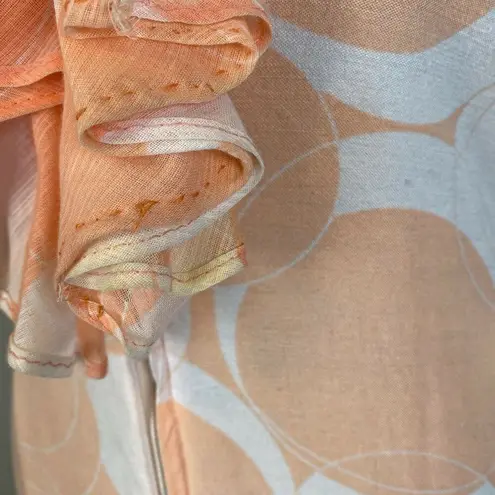 Evelyn Pearson Vintage 60s Ruffle Front Lounge Jumpsuit Size S Peach Wide Leg Pink