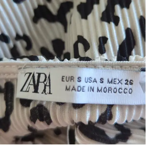ZARA  Cream & Black Leopard Printed Cropped Blouse Womens S Mob‎ Wife Y2K