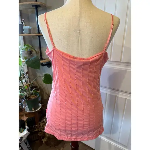 Self Esteem Pink Lace Trim Cami Tank Top Women's Ex Large Sequins Sparkle