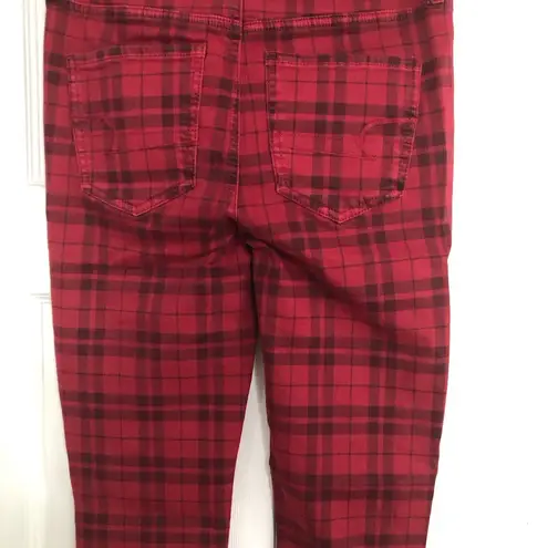 American Eagle  Next level stretch red checkered hi rise jeggings xshort womens 4