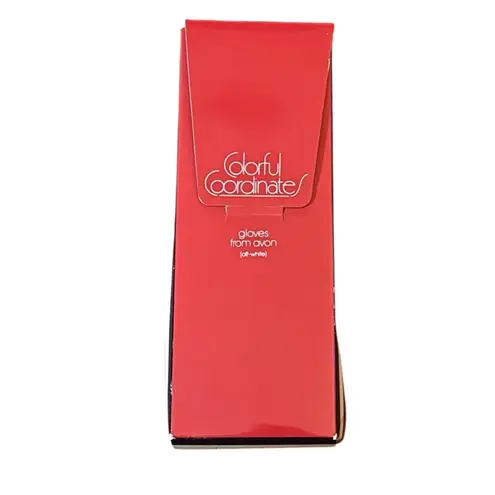 VTG Avon Colorful Coordinates Off White Winter Knit Gloves 1983 Snow Holiday