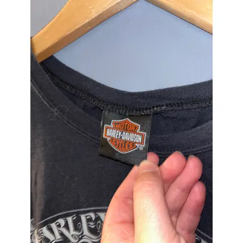 Harley Davidson Motorcycles Crop T Shirt Black Wing Logo Graphic Tee 2013