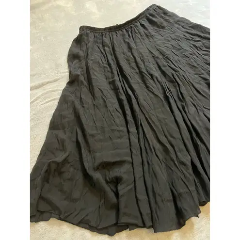 Women's Vintage Goth Victorian Black Krinkled MIDI Skirt Large