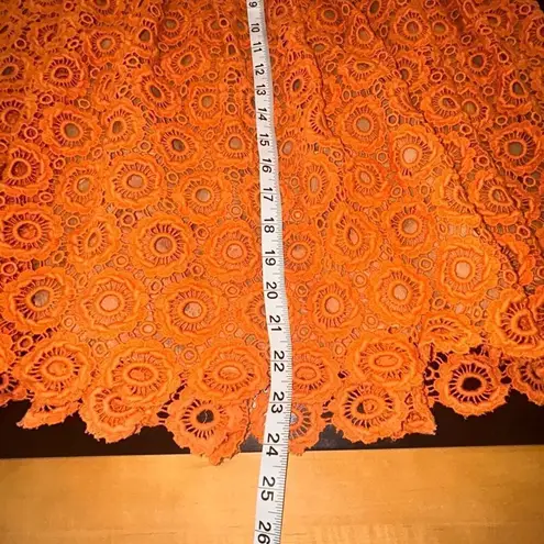 Moulinette Soeurs Anthropologie Tuberose Lace Orange crochet side zip flowy skir