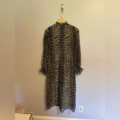 Ganni Pleated Georgette Maxi Dress in Leopard size EU 32