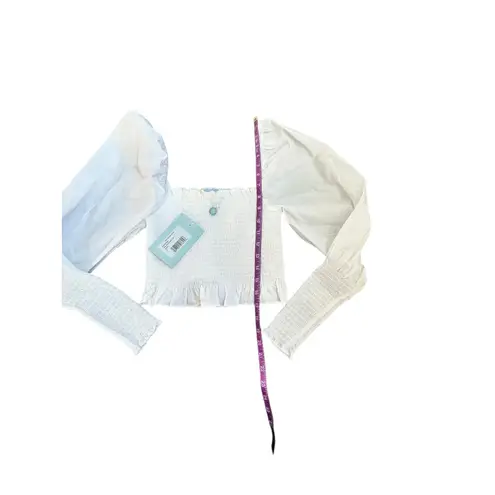 Hill House Home The Grace Nap Top White Smocked Square Neck Puff Sleeve S NWT