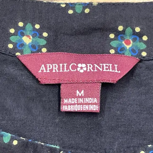 April Cornell Floral Midi Dress Womens Medium Cottagecore Prairie Peasant Black