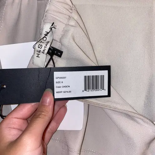 Halston Heritage NWT $275 Beige Knee Length Zipper Skirt w/ Pockets 6
